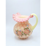 7" Pitcher - Roses on Burmese - Fenton Art Glass
