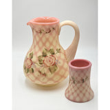 7 1/4" Guest Set - Roses on Burmese - Fenton Art Glass