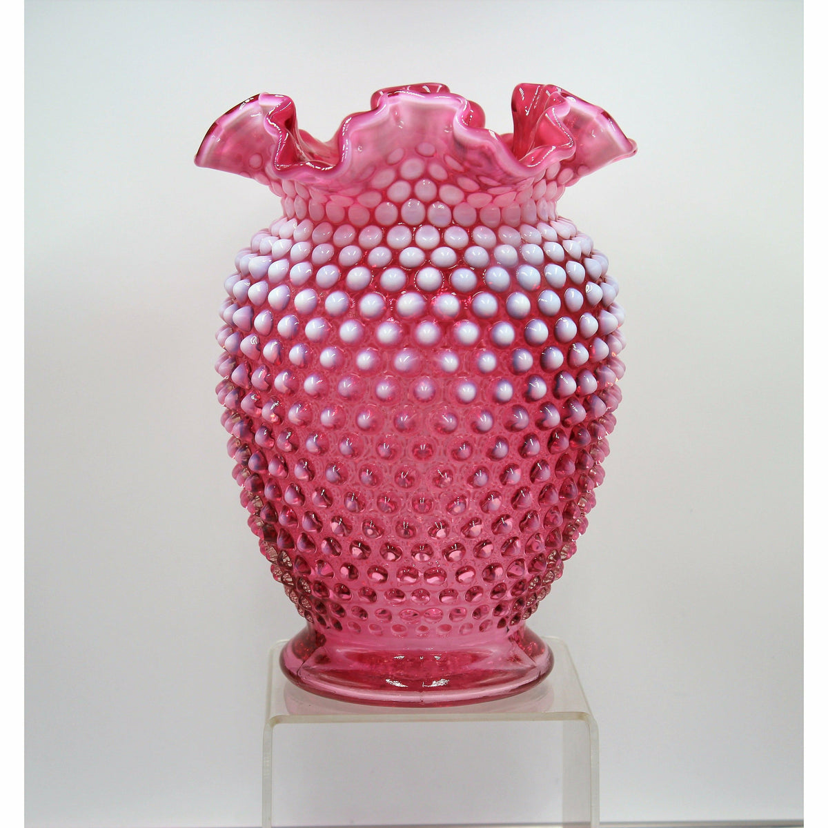 Fenton Cranberry Hobnail Opalescent Vase, Stunning orders Art Glass Decor