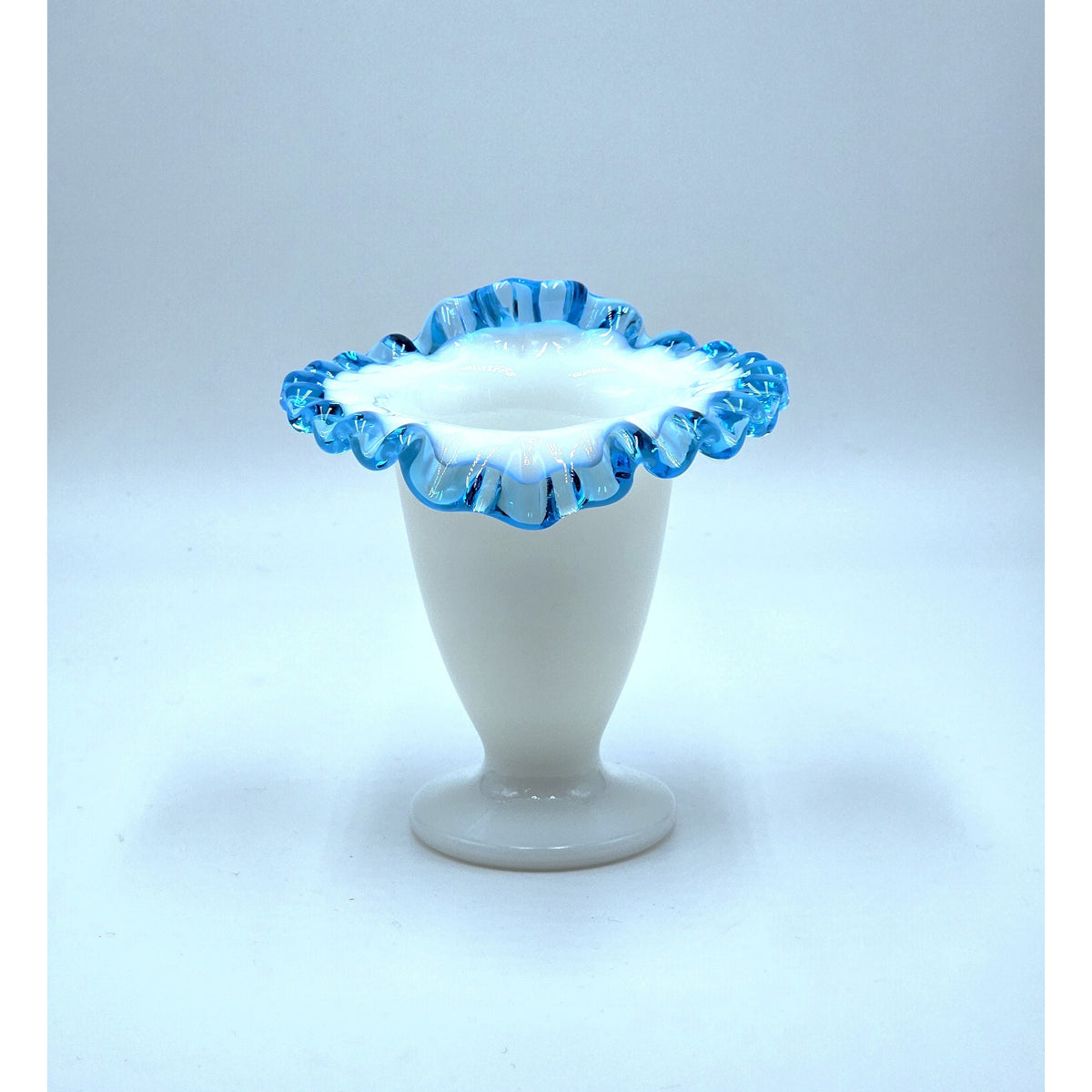 Aqua Crest 6 Double Crest Vase-Fenton Art Glass