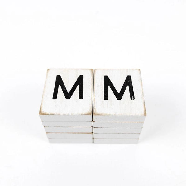 White Letter M Tile