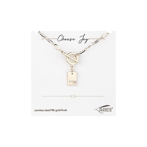 Gold Choose Joy Toggle Necklace-16.5"