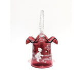 Hat Basket-Mary Gregory on Cranberry-Fenton Art Glass