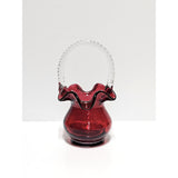 Cranberry Single Crimp Basket-Fenton Art Glass