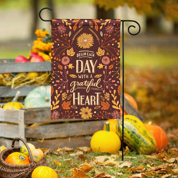 Harvest Blessings and Florals Garden Flag