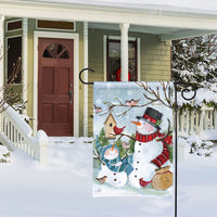 Snowmen Birds Garden Flag