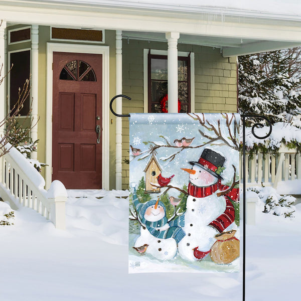 Snowmen Birds Garden Flag