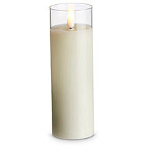 2" X 6" CLEAR GLASS IVORY PILLAR CANDLE