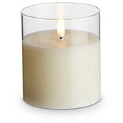 3.5" X 4" CLEAR GLASS IVORY PILLAR CANDLE