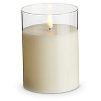 3.5" X 5" CLEAR GLASS IVORY PILLAR CANDLE