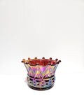 Crown Candle Bowl-Ruby Iridized-Fenton Art Glass