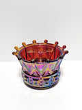 Crown Candle Bowl-Ruby Iridized-Fenton Art Glass