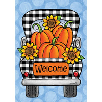 Gingham Truck Garden Flag