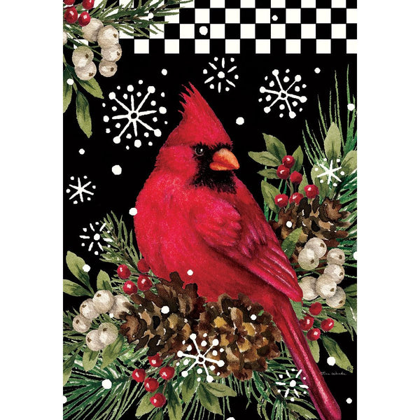 Cardinal & Pinecones Garden Flag