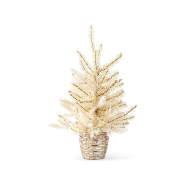 White & Brown Needle Christmas Tree 25 Inch