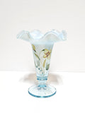 Trumpet Vase-Sand Petals on Aquamarine Opalescent Stretch-Fenton Art Glass