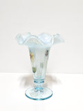 Trumpet Vase-Sand Petals on Aquamarine Opalescent Stretch-Fenton Art Glass