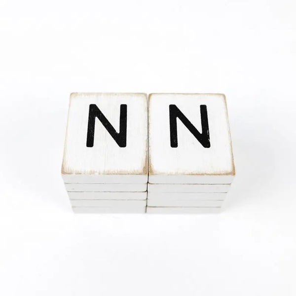 White Letter N Tile