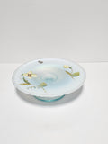 Candle Plate-Sand Petals on Aquamarine Opalescent Stretch-Fenton Art Glass