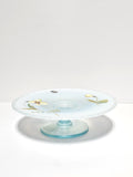 Candle Plate-Sand Petals on Aquamarine Opalescent Stretch-Fenton Art Glass