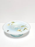 Candle Plate-Sand Petals on Aquamarine Opalescent Stretch-Fenton Art Glass
