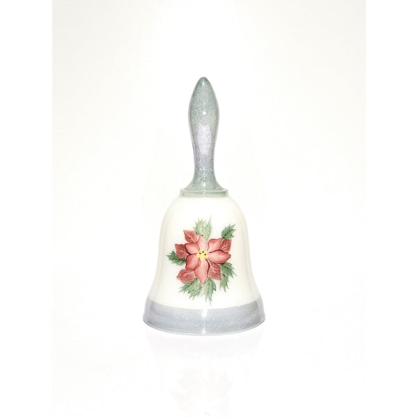 1992 Christmas Bell-Poinsettia on Opal-Fenton Art Glass