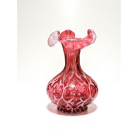 Spanish Lace Vase-Cranberry Opalescent-Fenton Art Glass