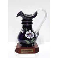 Pitcher-Peonies on Royal Purple-Fenton Art Glass
