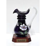Pitcher-Peonies on Royal Purple-Fenton Art Glass