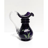 Pitcher-Peonies on Royal Purple-Fenton Art Glass
