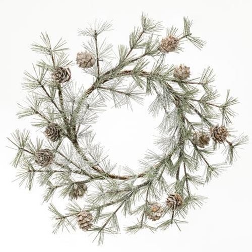 VIntage Glitter Birchcone Pine Wreath 14"