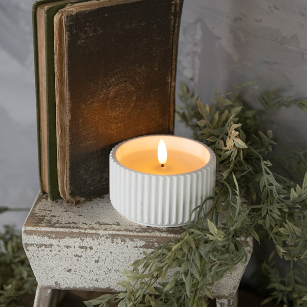 3D Flame Ribbed Cement Candle 2.25"