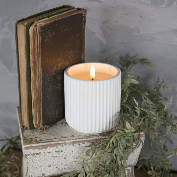 3D Flame Ribbed Cement Candle 4"