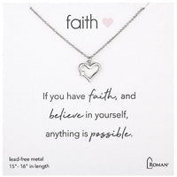 Silver Heart Cross Faith Necklace