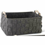 Woven Gray Nesting Basket with Wooden Handles - S and K Collectibles