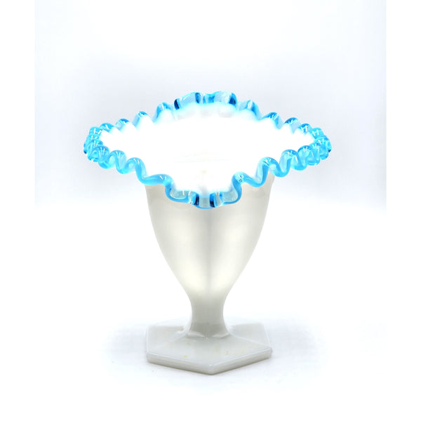 Aqua Crest 6" Triangular Tulip Vase - Fenton Art Glass