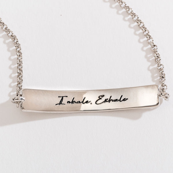 Breathe Inspirational Silver Bar Bracelet - S and K Collectibles