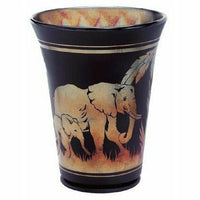 Vase - Elephant Walk on Black Marigold -Fenton Art Glass