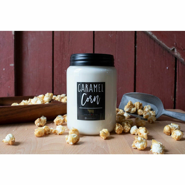 Milkhouse 26 oz. Farmhouse Apothecary Jar Candle-Caramel Corn - S and K Collectibles Independence