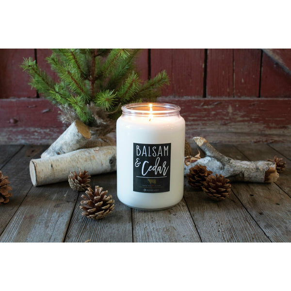 Milkhouse 26 oz. Farmhouse Apothecary Jar Candle-Balsam & Cedar - S and K Collectibles Independence