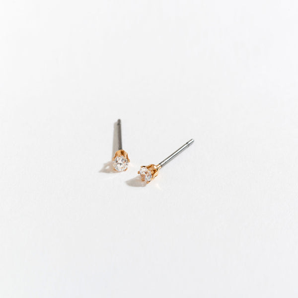 Gold Ear Sense 2MM Cubic Zirconia Post Earrings - S and K Collectibles