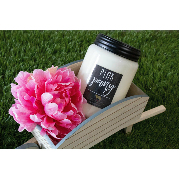 Milkhouse Candles Farmhouse Jar 26 oz. Pink Peony - S and K Collectibles Independence