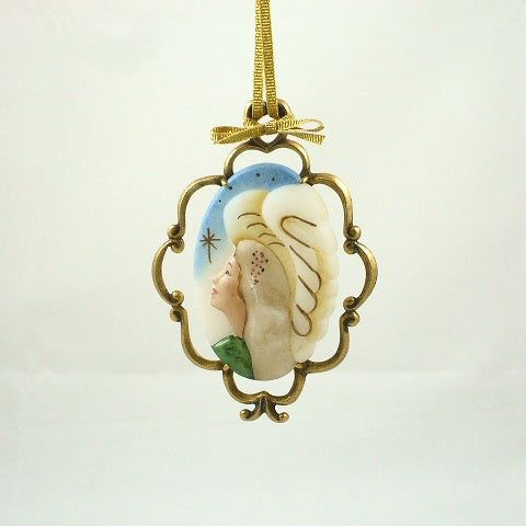Ornament - Renaissance Angel on Ivory Satin - Fenton Art Glass