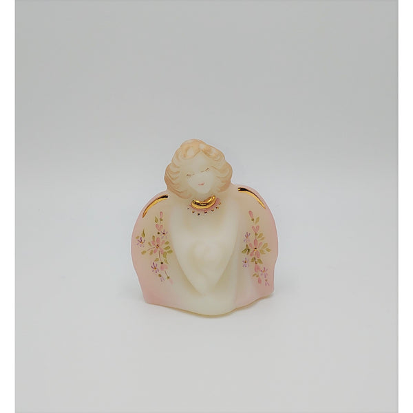 Guardian Angel-Floral on Ivory Satin-Fenton Art Glass