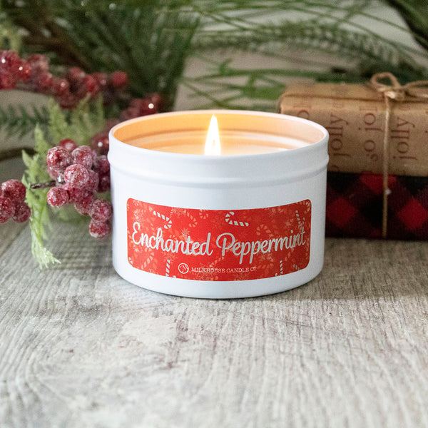 Milkhouse Candles Limited Edition 5 oz. Tin-Enchanted Peppermint