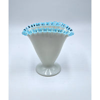 Aqua Crest 4 1/2" Fan Vase-Fenton Art Glass