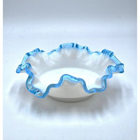 Aqua Crest 5 1/4" Double Crimp Bonbon-Fenton Art Glass