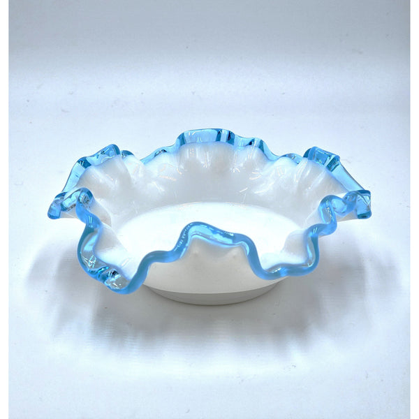 Aqua Crest 5 1/4" Double Crimp Bonbon-Fenton Art Glass