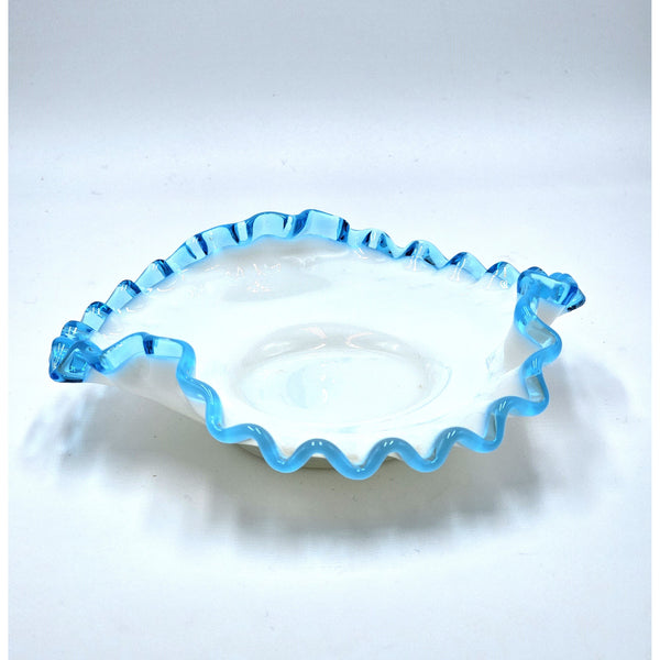 Aqua Crest 5 1/2" Triangular Bonbon-Fenton Art Glass