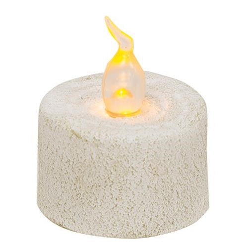 White Cement Look LED Tealight with 4 Hour Timer